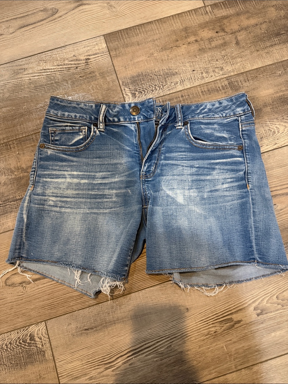 American Eagle Outfitters Light Blue Distressed Denim Shorts